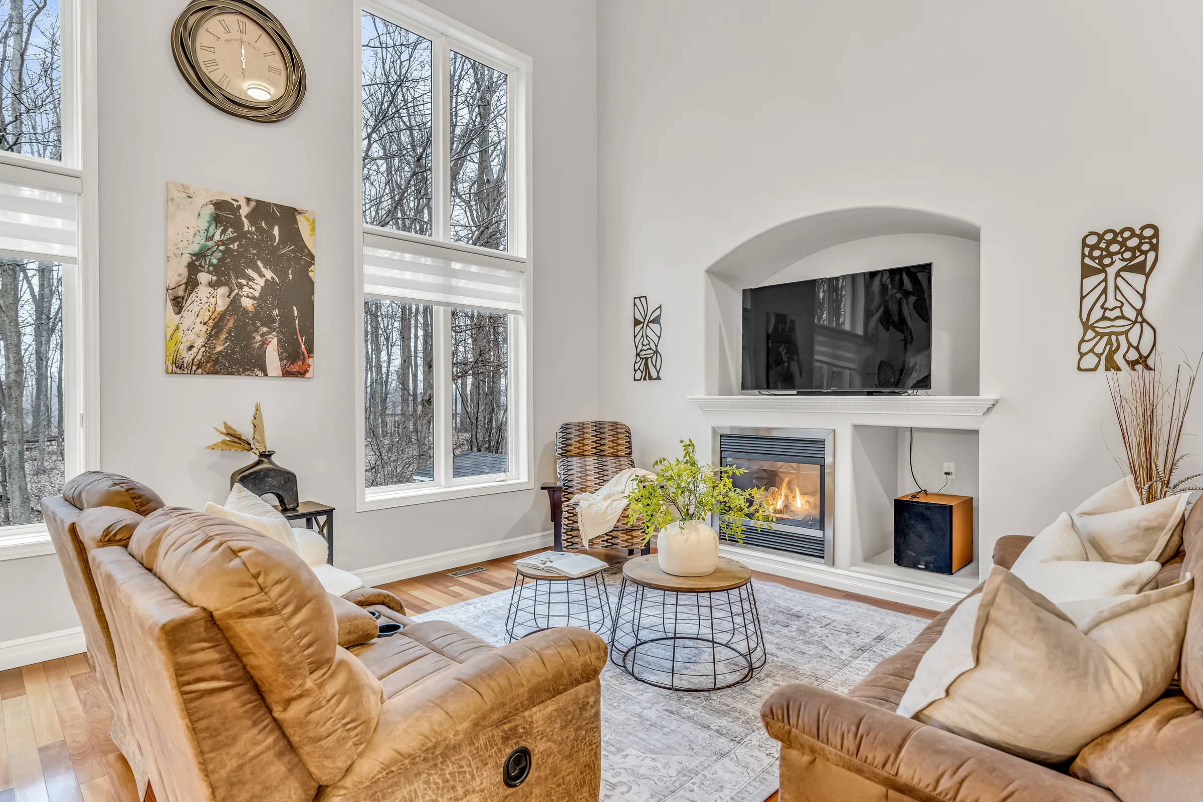 Living room with a fireplace